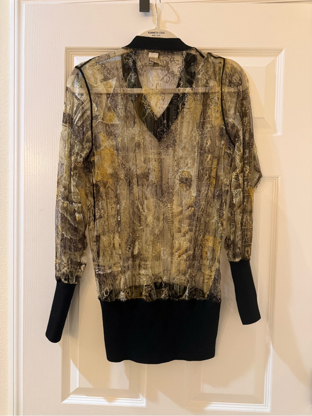 Vintage Jean Paul Gaultier Sheer Metallic Gold and Black V-Neck Tunic - Picture 5 of 7